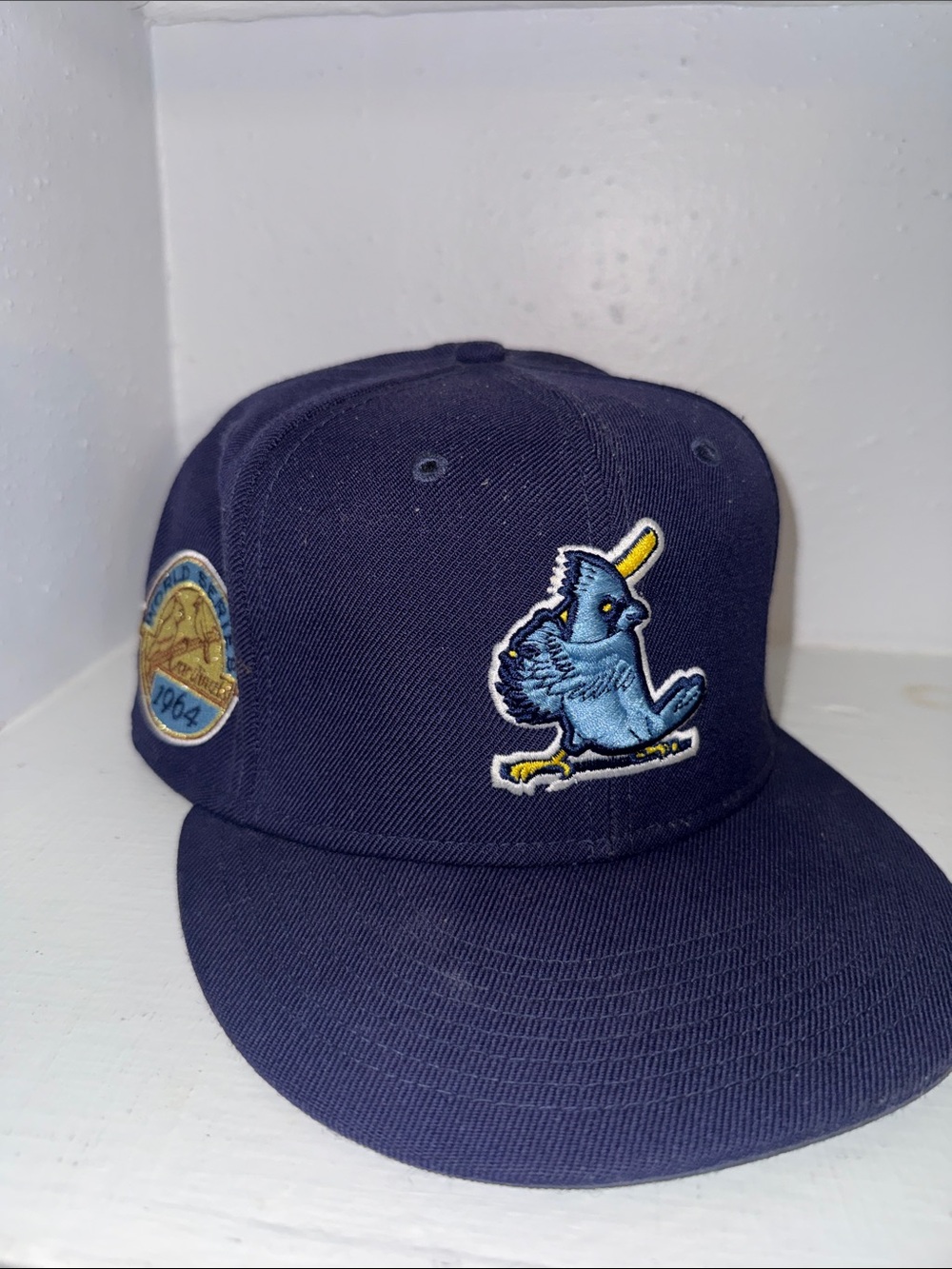 Navy Blue St. Louis Cardinals Baseball Cap with Blue Bird Patch fitted Sz 7 5/8